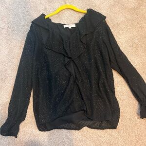 LOFT Black Textured Women's Blouse